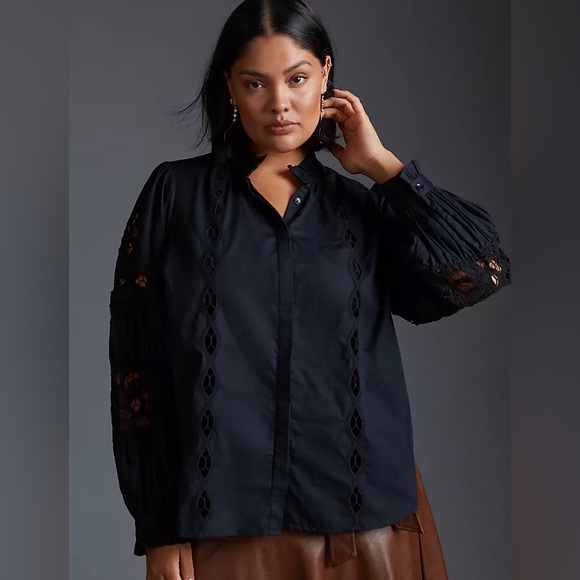 🍁🍂 NWT Anthropologie Cutwork Peasant Blouse Sz M - Picture 5 of 7